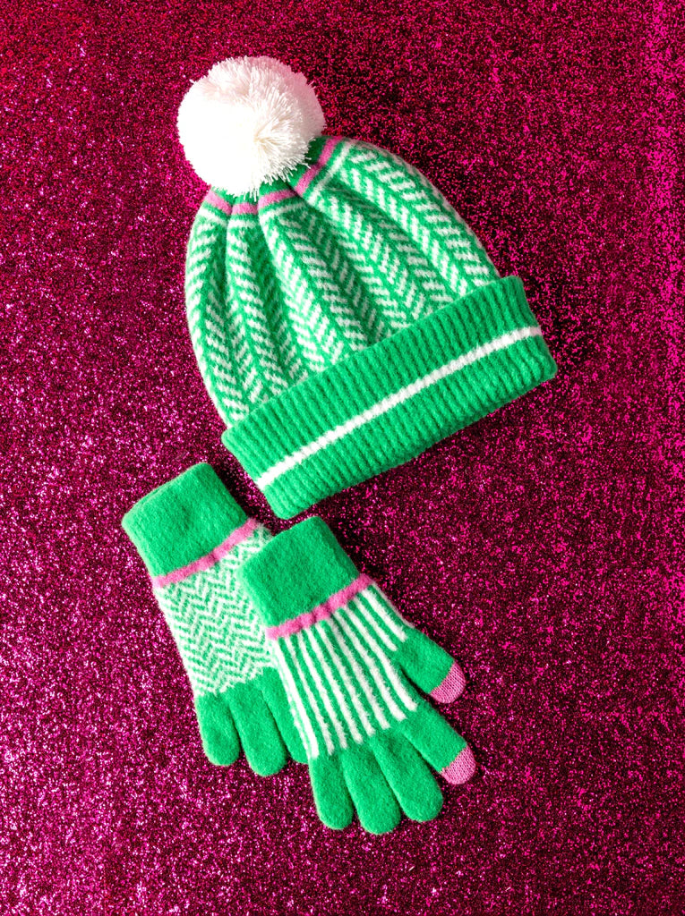 Spruce up your cold weather accessories with Shiraleah's Bowie Touchscreen Gloves. These gloves feature a cozy material in a trendy stripe and zigzag pattern. Made from nylon, polyester, and elastane with a functional touch screen compatible fingertip detail