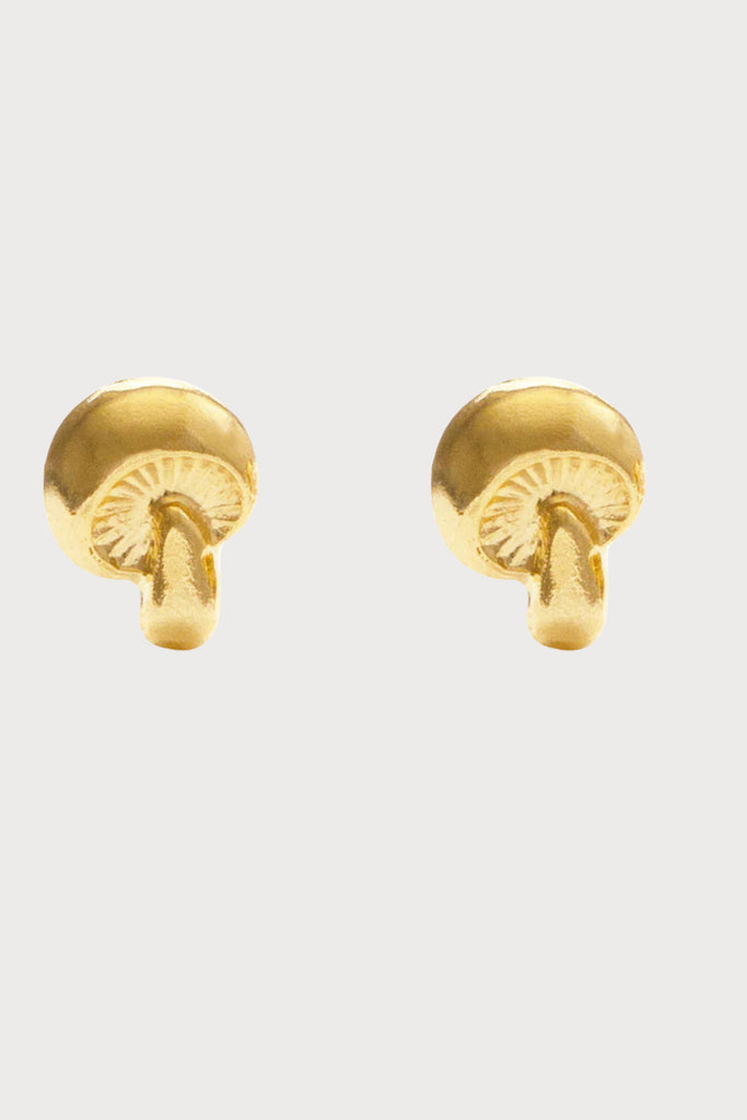 Adorable Tiny Mushroom Stud Earrings by Amano Studio. Made with heavy (7-10 mil) 24k gold over brass that is made to last. Crafted with vintage molds made in the USA.