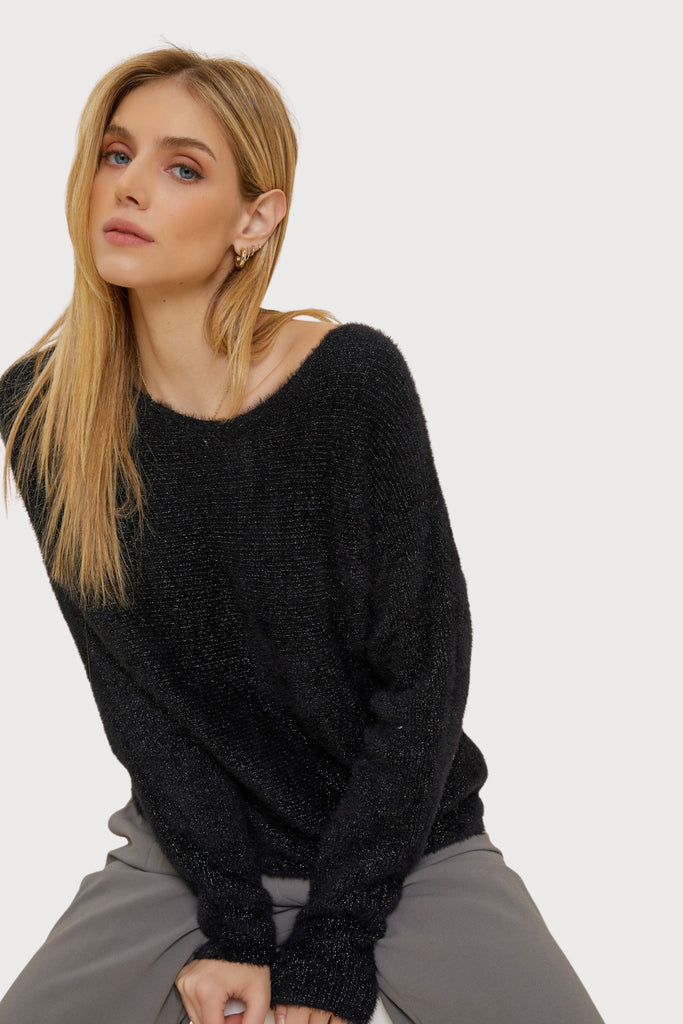 Classic sweaters like this Faith Fuzzy Round Neck Black Lurex Sweater are great to have on hand during the holiday season. Quality fabric and soft knit construction ensures comfort while eye-catching lurex adds subtle sparkle. It looks elevated without the fuss! 