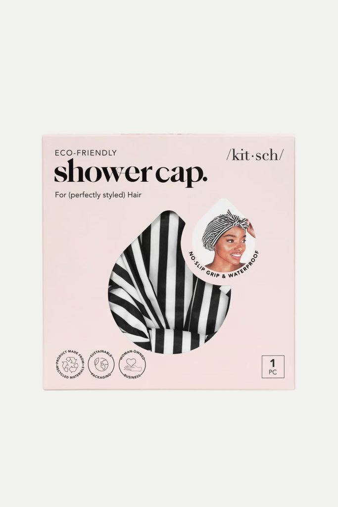 Kitsch Luxury Shower Cap that is designed to keep hair secure away from water. It's waterproof and confortable too! 
