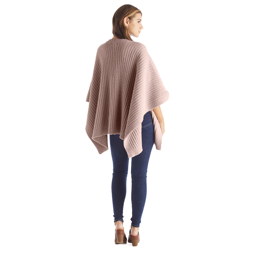 Stay warm and cozy in this Softies Rib Marshmallow Shawl! Its soft fabric and timeless style make it perfect for everyday wear, from naps to errands. We love the side slits and front pockets too. You could even belt it as another versatile way to wear this shawl. Enjoy a comfort and style upgrade this season!