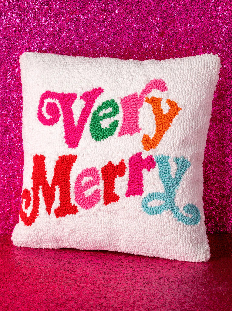 The Very Merry 14"x14" Pillow is super bright and fun! It's the perfect decor piece to add some color to your home. 