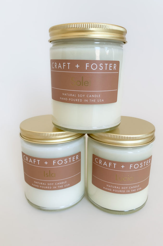 8oz Gold Lid Natural Soy Candles by craft and foster