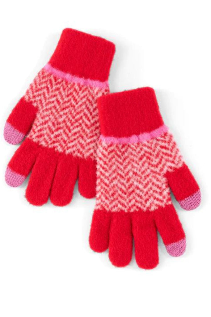 Spruce up your cold weather accessories with Shiraleah's Bowie Touchscreen Gloves. These gloves feature a cozy material in a trendy stripe and zigzag pattern. Made from nylon, polyester, and elastane with a functional touch screen compatible fingertip detail
