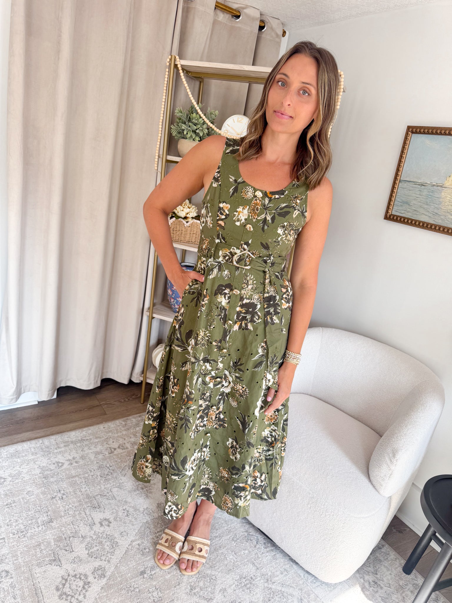Brittany Olive Floral Dress – Katsch Boutique