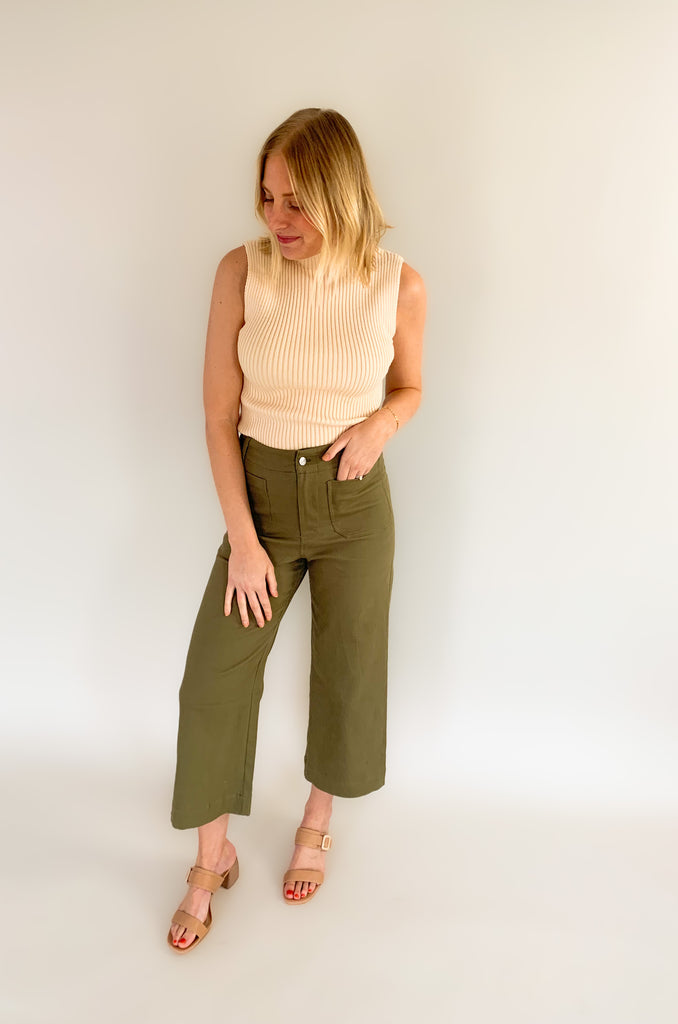 sleeveless mock neck soft, stretchy sweater