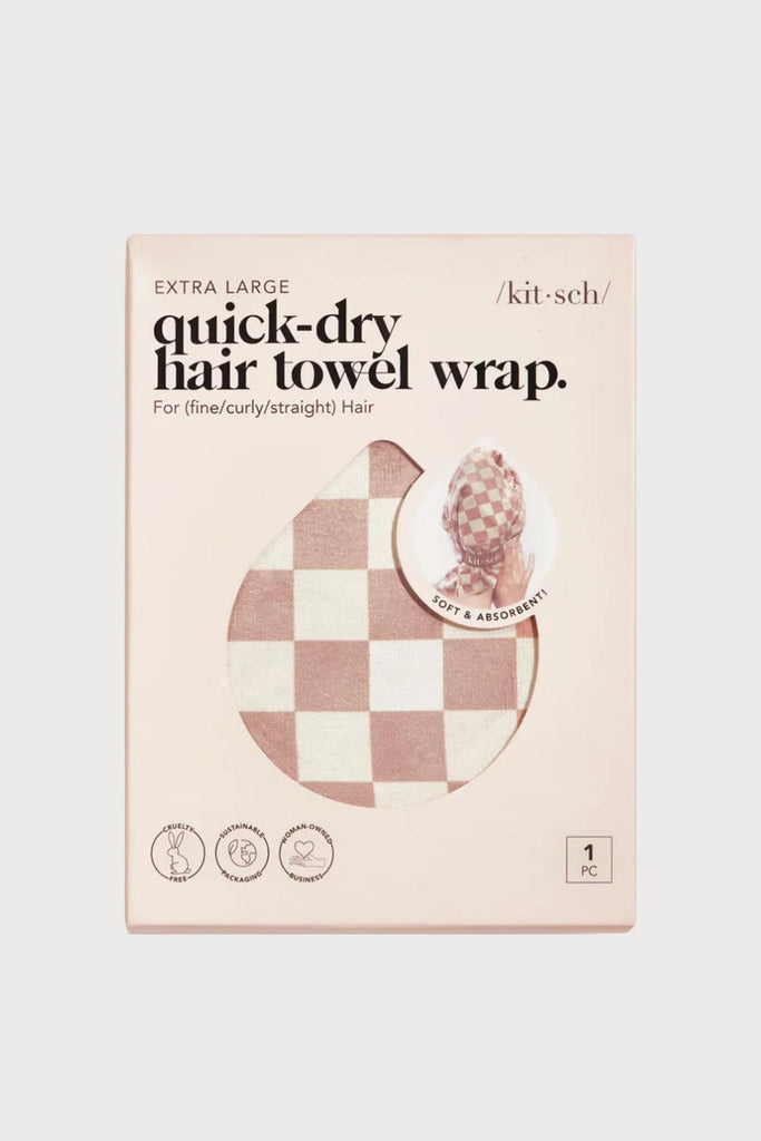 The Kitsch Extra Large Quick Dry Hair Towel Wrap takes your spa routine to the next level! Pull your hair back and dry it with ease and comfort. The soft design and fun print is a new favorite. 