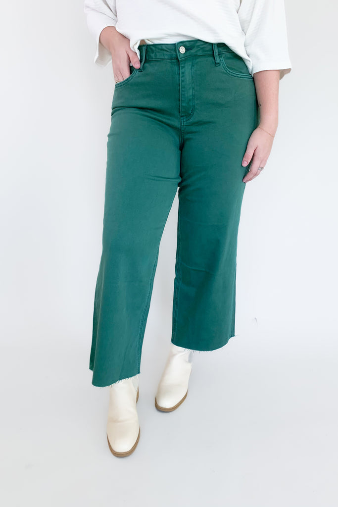 Vervet wide leg jeans in mallard green
