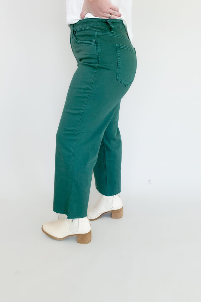 Vervet wide leg jeans in Bosa Nova & mallard green