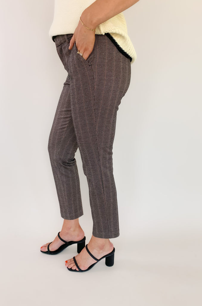 The Liverpool Kelsey Knit Trouser Mini Plaid 29" are an amazing style for work and special occasions. They look effortlessly chic, but have the liverpool comfort the brand is known for. The quality is amazing too. Soft, stretchy, and lightweight are a few words to describe how incredible this style is. Pair it with our new Boyfriend Blazer in Mini Plaid to complete the look!
