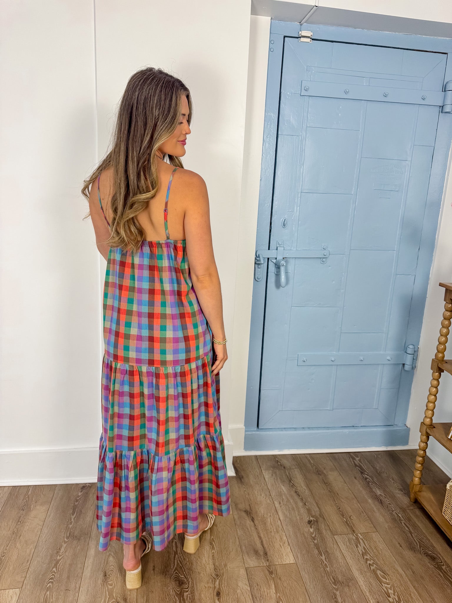 Multi Plaid Spaghetti Strap Dress