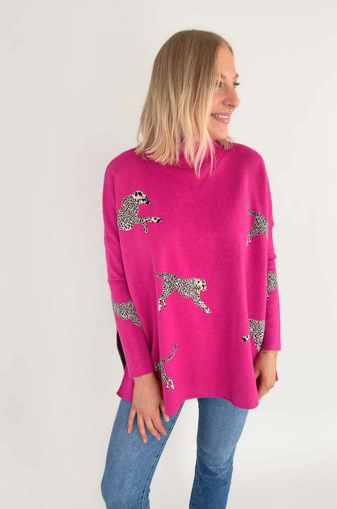 The Printed Cheetah Oversized Sweater is cute, comfortable, and amazing for on-the-go! Although it looks so fun, you wouldn't believe how comfortable this style is too. It's incredibly soft, stretchy, and has side slits (perfect for leggings)! Choose between to great colors to complete your look. 