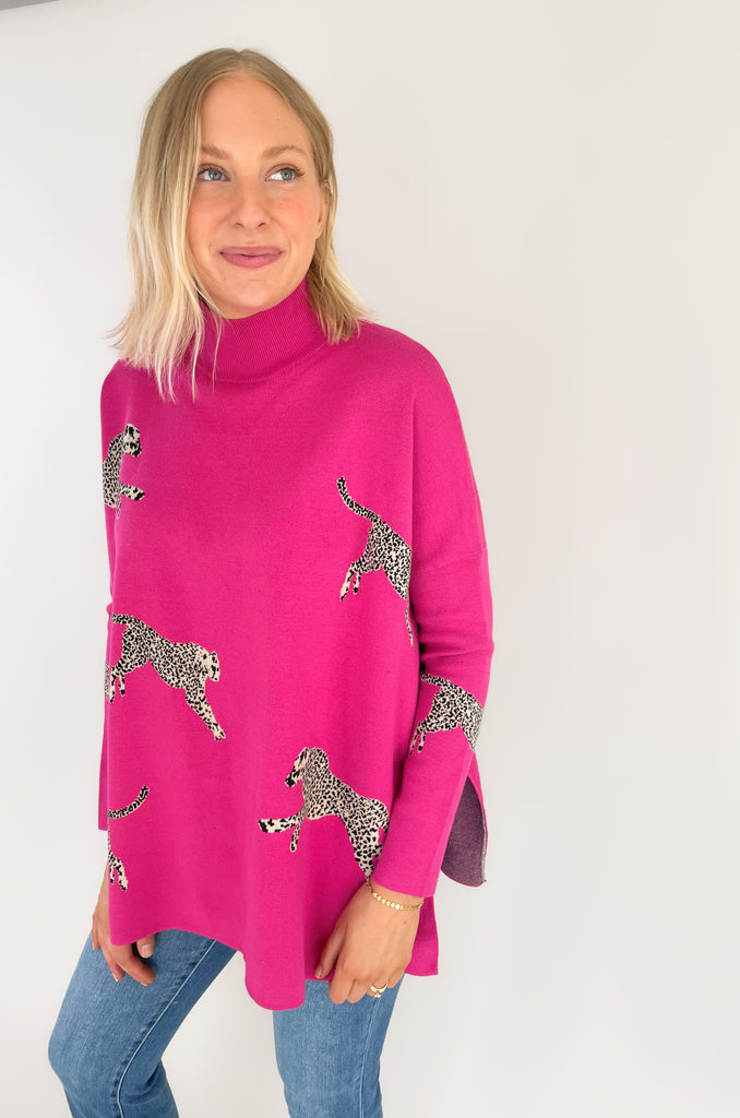 The Printed Cheetah Oversized Sweater is cute, comfortable, and amazing for on-the-go! Although it looks so fun, you wouldn't believe how comfortable this style is too. It's incredibly soft, stretchy, and has side slits (perfect for leggings)! Choose between to great colors to complete your look. 