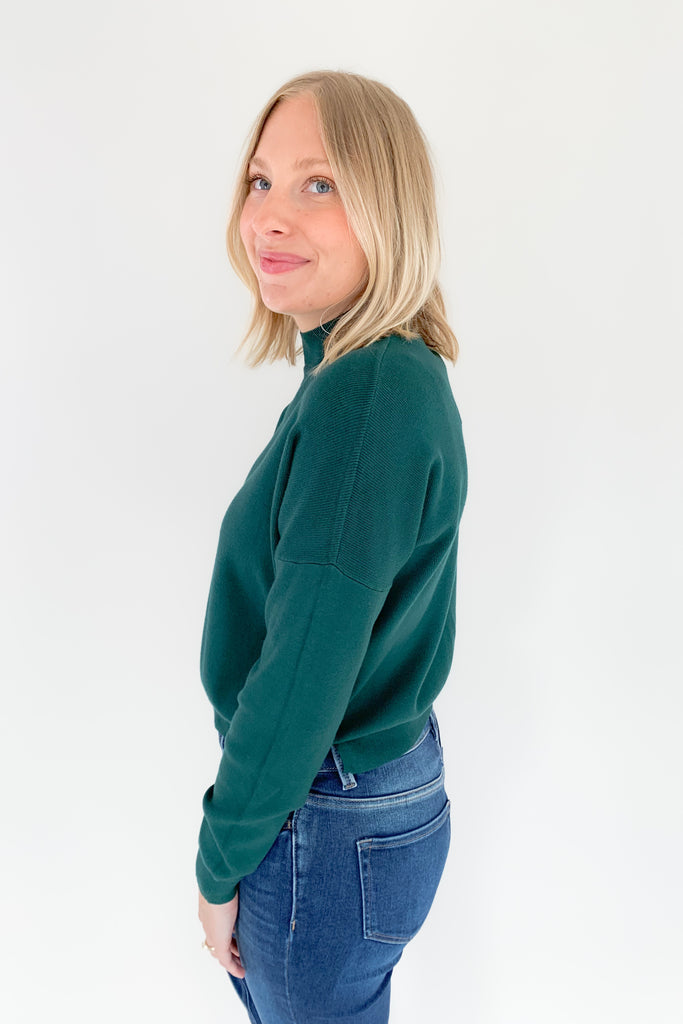 The Run the Town Ribbed Mock Neck Sweater is super soft and elevated. It's and easy option to wear on its own or layered under your favorite jacket. With a lightweight and cozy fabric, and a trendy mock neckline, you will be reaching for this stylish piece all season