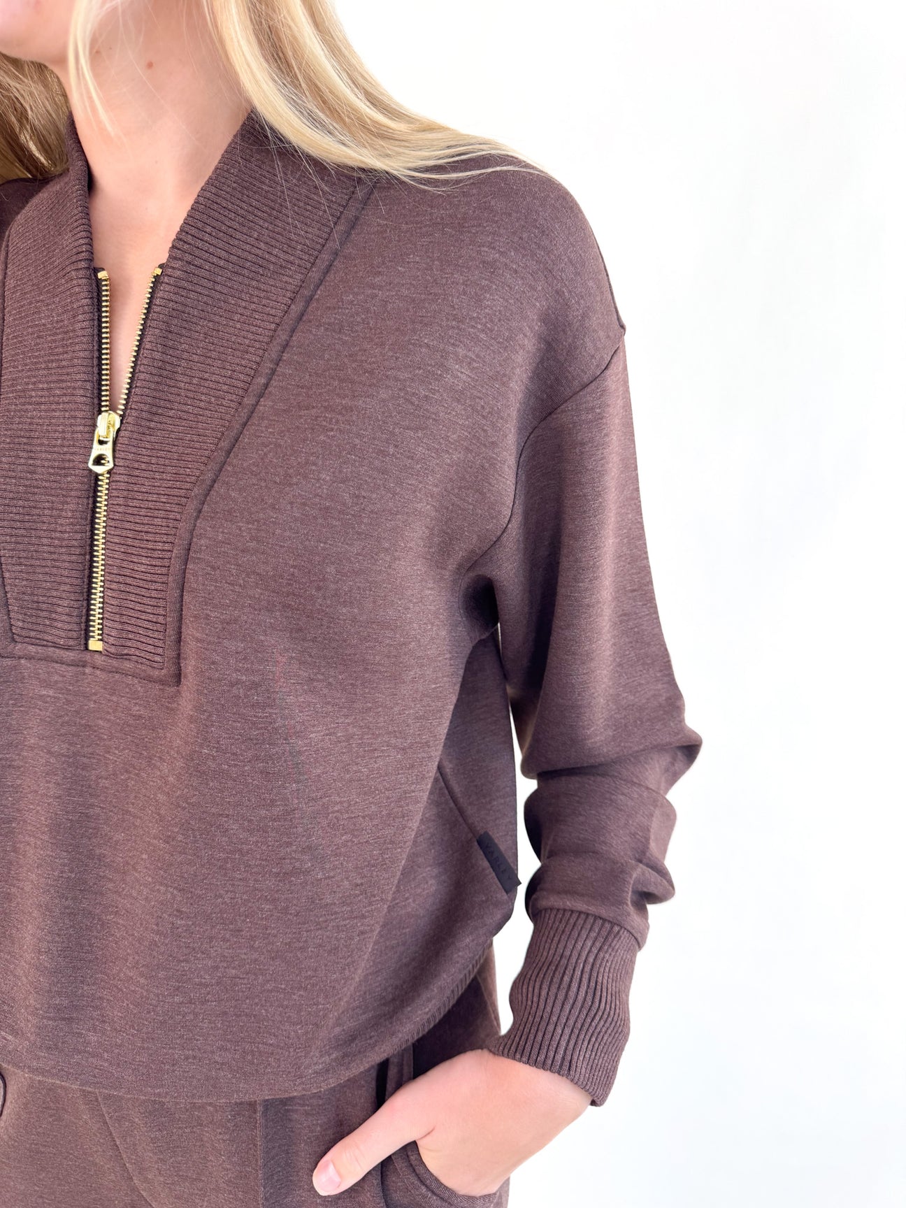 Sally Half Zip Sweater- Coffee Marl – Katsch Boutique