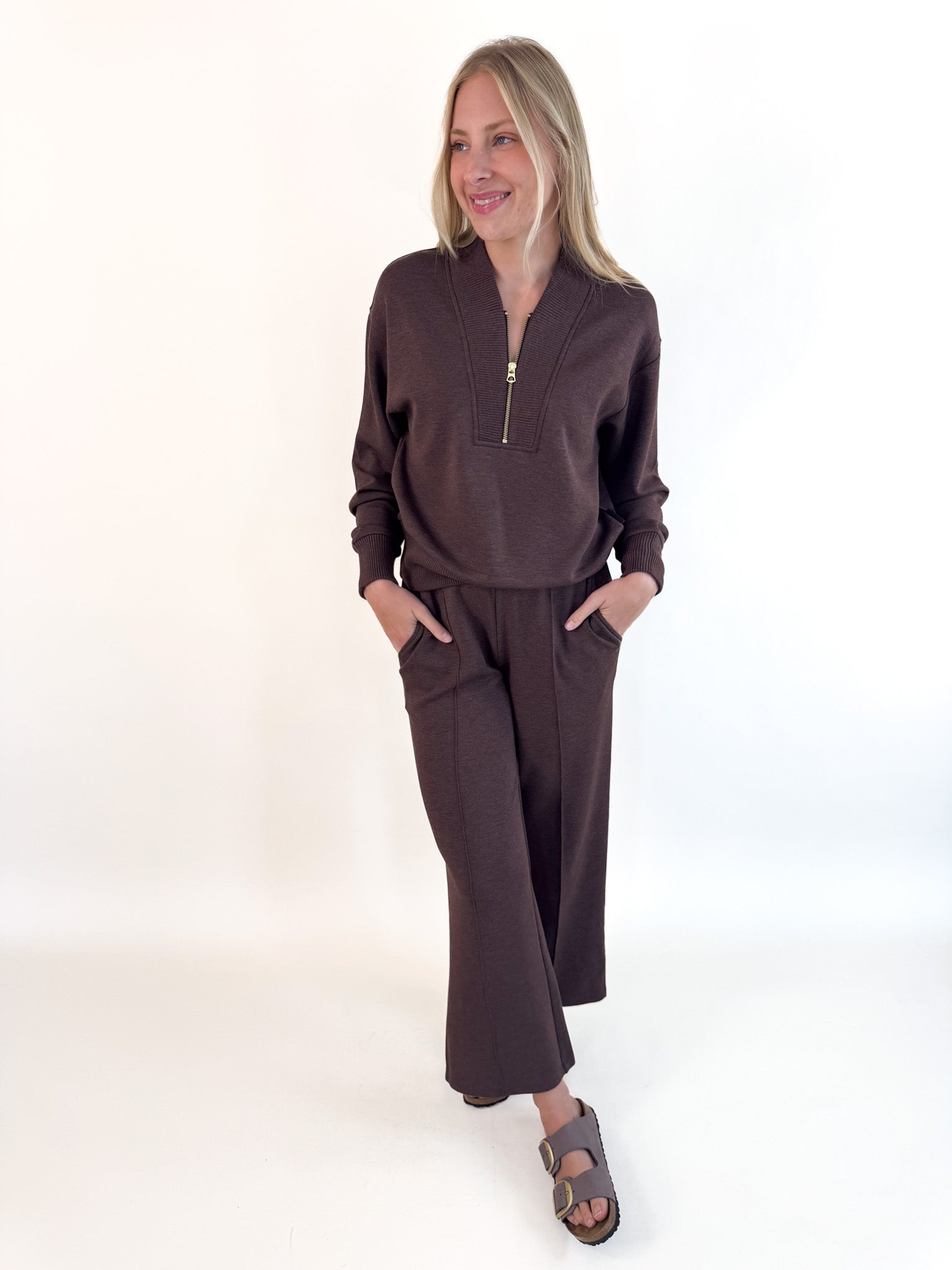 Sally Half Zip Sweater- Coffee Marl – Katsch Boutique