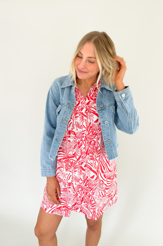 Feel like your best self while rocking this Dee Distressed Relaxed Denim Jacket! This fun denim jacket features long sleeves and a semi-cropped fit, plus raw hem details add a trendy touch to any outfit. It's the perfect weight that can be worn spring-fall, so you will get tons of wear out of it.
