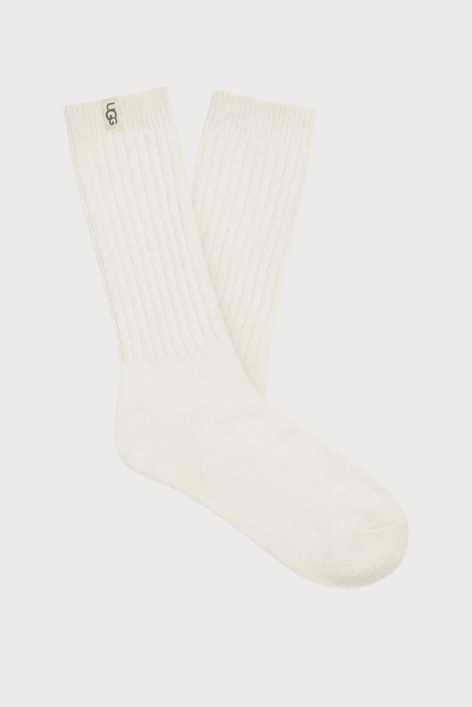 The UGG Women's Rib Knit Slouchy Crew Socks are just slouchy enough for a cute and casual look with plenty of comfort! These ultra-soft knit socks are a favorite. You can wear them around the house, or peeking out from an ankle boot.