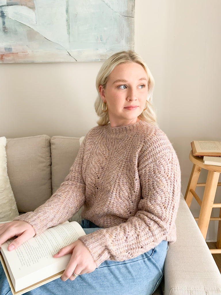 The [Z SUPPLY] Dove Sweater in Shadow Mauve is the epitome of cozy fall outfits. With an ultra soft marled yarn and gorgeous drop-needle cabling detail, this sweater will elevate your casual style. The mixed mauve colors are so pretty too!