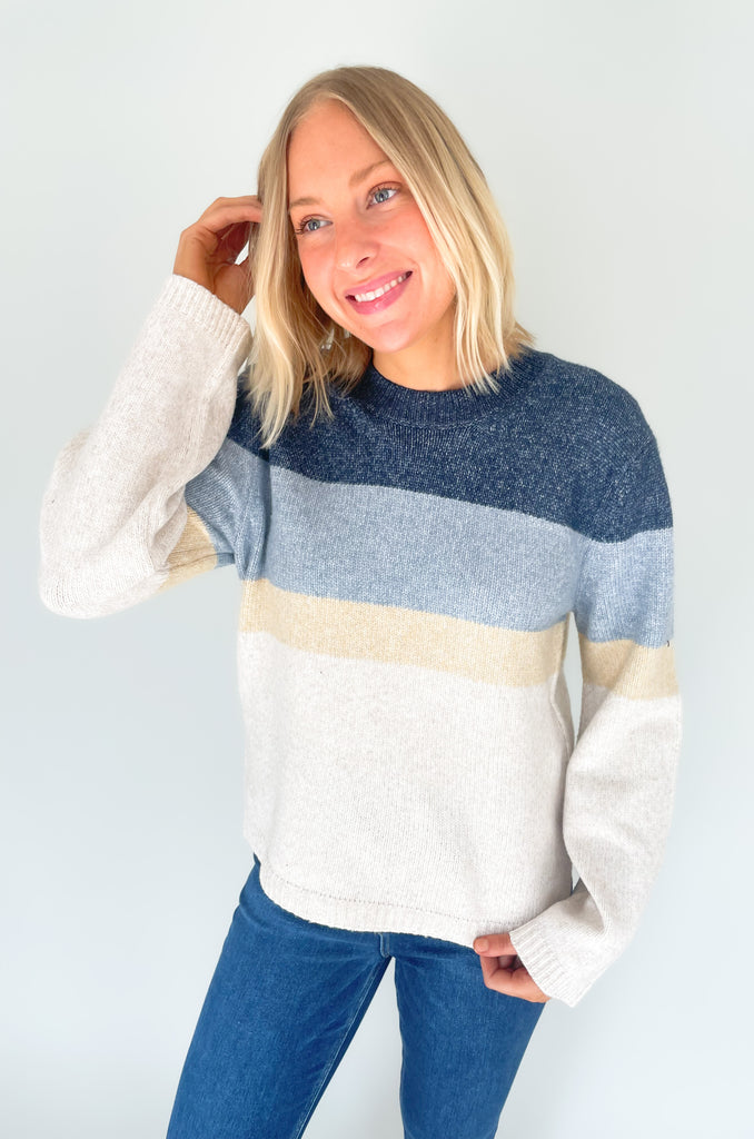 Experience the softness and elevated feel of the [Z SUPPLY] Sawyer Stripe Pullover Sweater! This sweater is the perfect casual look, made from a blend of materials that promises both comfort and style. The colors are great too with hints of navy, beige, and ivory. Dress it up or down for countless looks. 