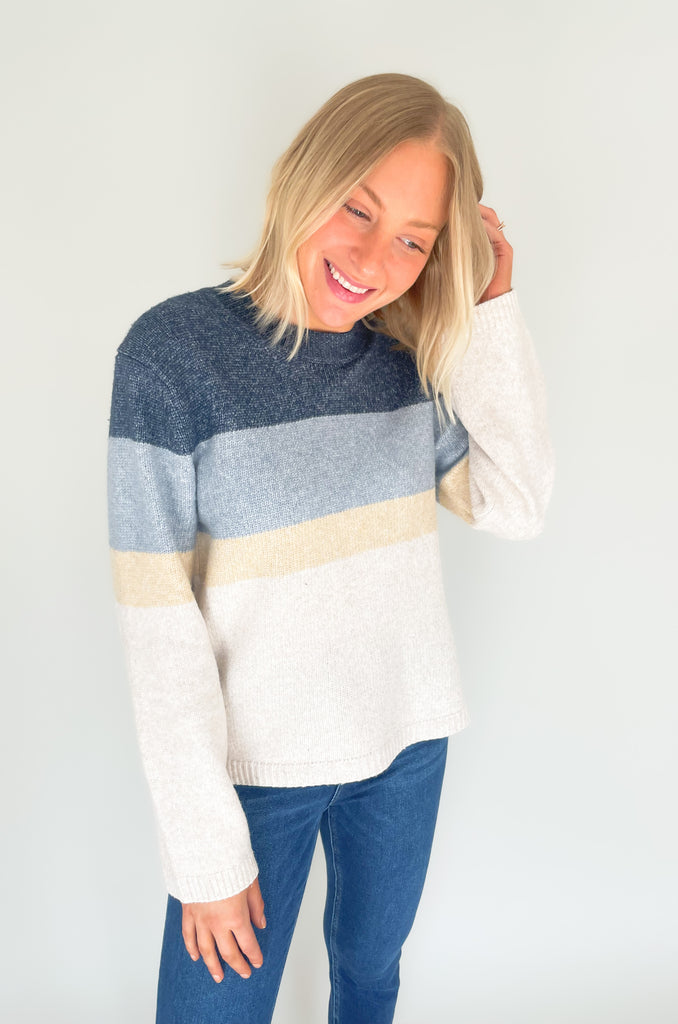 Experience the softness and elevated feel of the [Z SUPPLY] Sawyer Stripe Pullover Sweater! This sweater is the perfect casual look, made from a blend of materials that promises both comfort and style. The colors are great too with hints of navy, beige, and ivory. Dress it up or down for countless looks. 