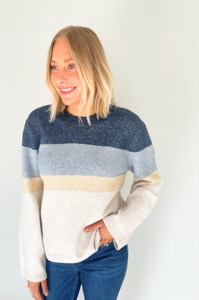 Experience the softness and elevated feel of the [Z SUPPLY] Sawyer Stripe Pullover Sweater! This sweater is the perfect casual look, made from a blend of materials that promises both comfort and style. The colors are great too with hints of navy, beige, and ivory. Dress it up or down for countless looks. 