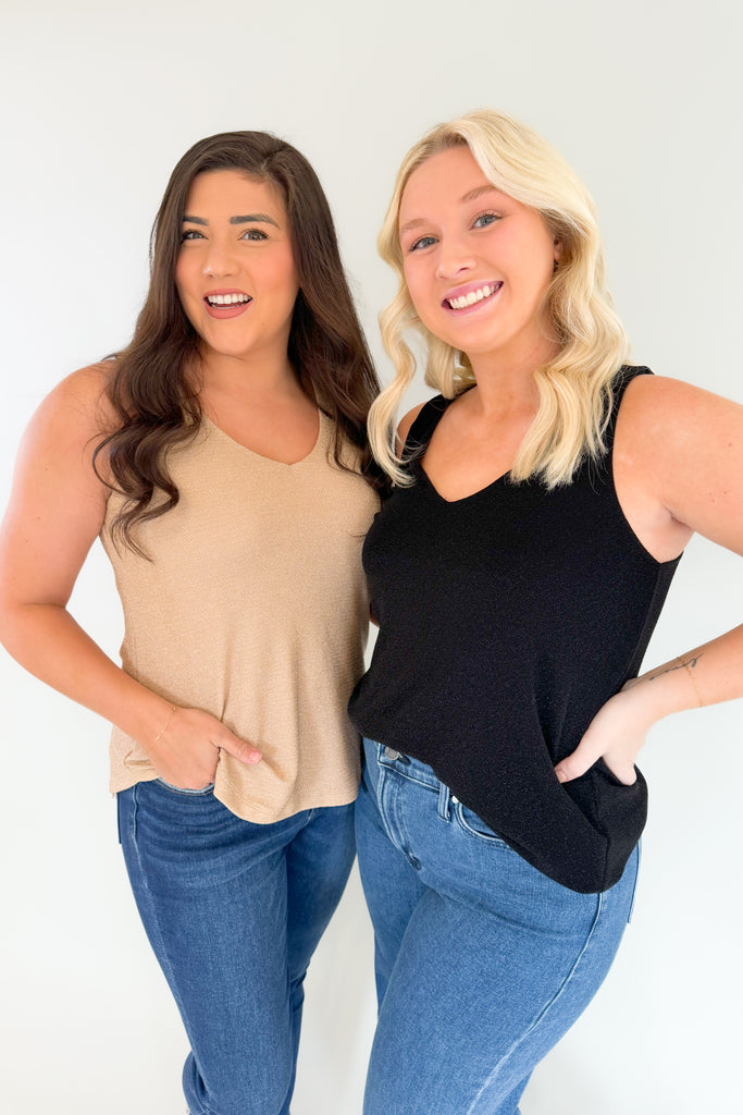 Dress up and shine for the night in the [Z SUPPLY] Vagabond Sparkle Tank! This lightweight, stretchy fabric is perfect for adding a sparkle to your outfit. Look stunning and feel confident for the evening. Layer it under your favorite blazer or cardigan to complete the look!