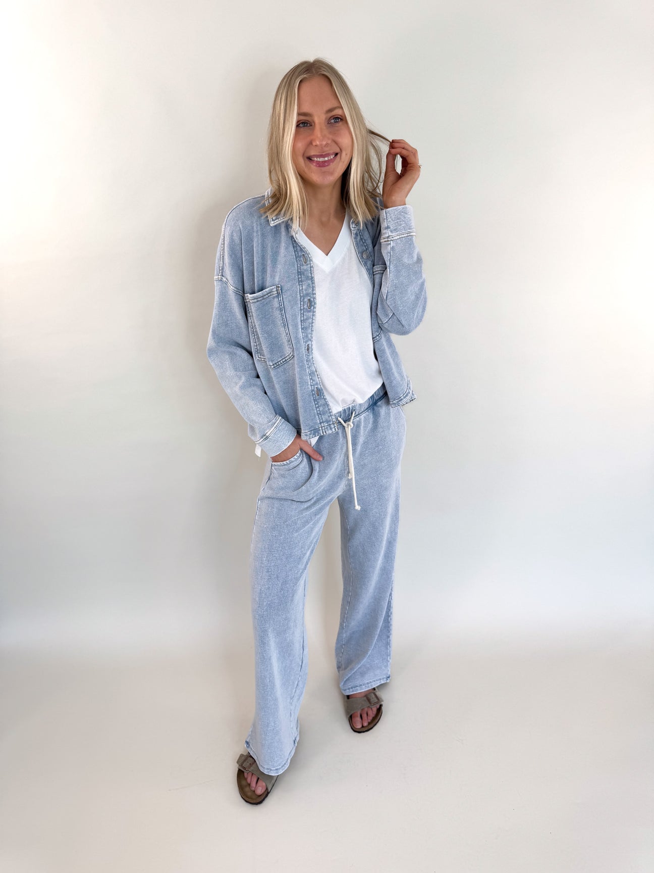 メーテ Z Supply All Day Cropped Knit Denim Jacket - Washed Indigo – MAC