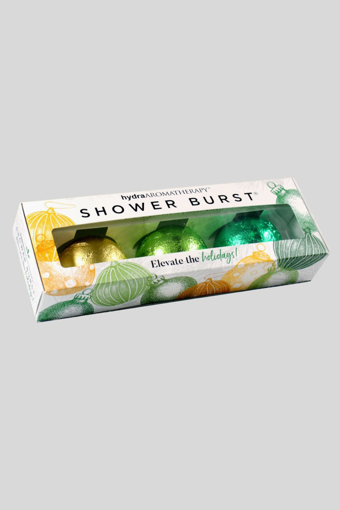 The Shower Burst Trio comes in two different sets: the Holiday trio and the Winter trio. Both sets come with three popular aromatherapy shower burst made with essential oil blends. They also include a reusable sachet