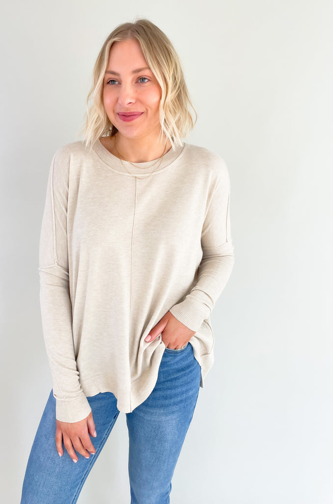 Always Center Seam Square Hem Cream Cashmere Blend Sweater