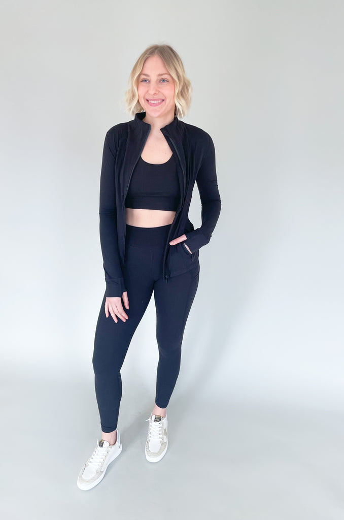 The Direct Full Zip Long Sleeve Jacket is cute and sporty, perfect for busy days on-the-go! You can wear it to the gym, or wear it to the store, either way it's an easy add-on for spring. The fabric is buttery soft and lightweight. Keep one of these in your bag or car to just throw on and go! 