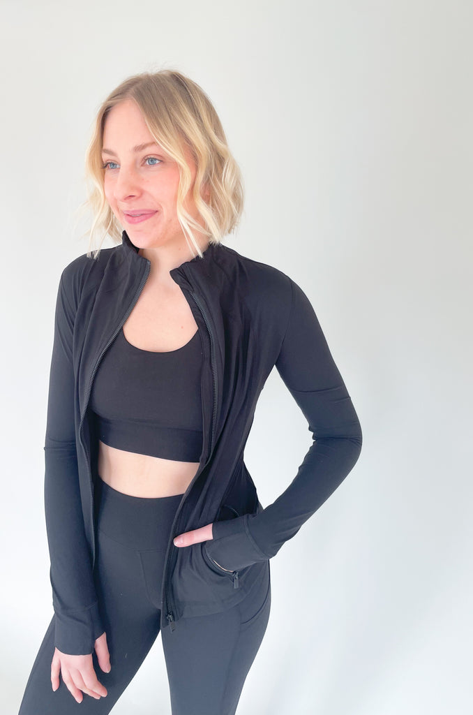 The Direct Full Zip Long Sleeve Jacket is cute and sporty, perfect for busy days on-the-go! You can wear it to the gym, or wear it to the store, either way it's an easy add-on for spring. The fabric is buttery soft and lightweight. Keep one of these in your bag or car to just throw on and go! 