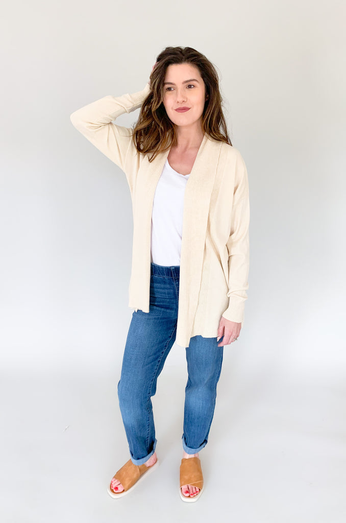The Donna Draped Long Sleeve Cardigan is so soft and comes in two gorgeous colors.  These cardigans can be worn all year, so you will get a lot of wear out of them. Layering pieces are great for chillier days and make an outfit look more polished. They are also great for the office! If you love all things cute and cozy, this style is for you. 