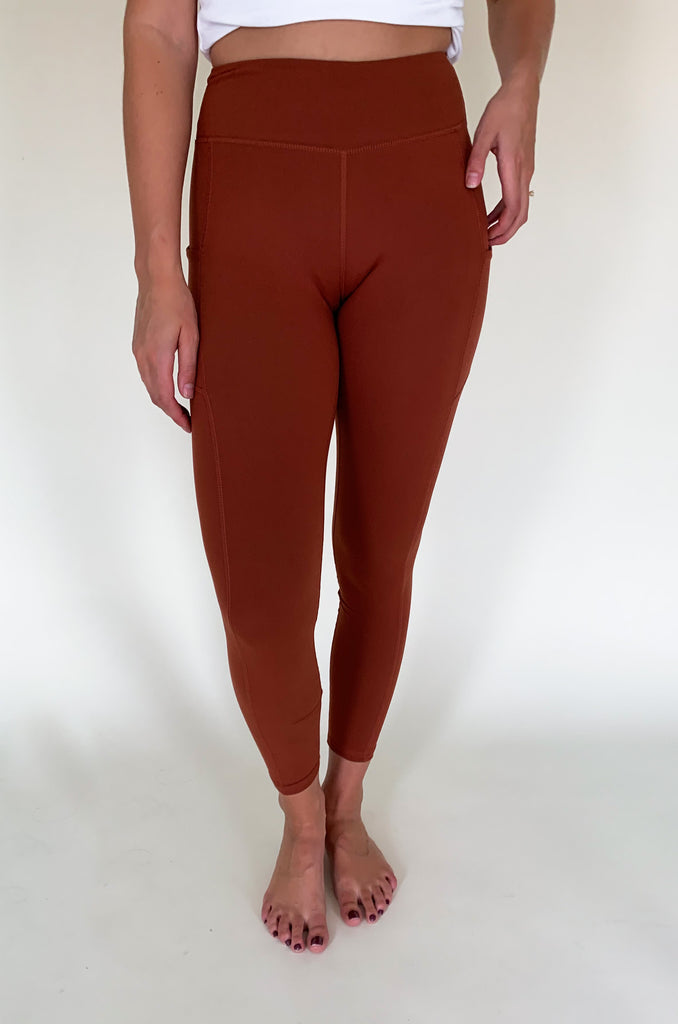 The Drill 2.0 Full Length High Rise Legging is the updated version of our all time favorite legging. This style is made from the same buttery soft material and comfortable stretch, just now available in new colors! On each side, there are pockets that could fit your phone or a small wallet. 