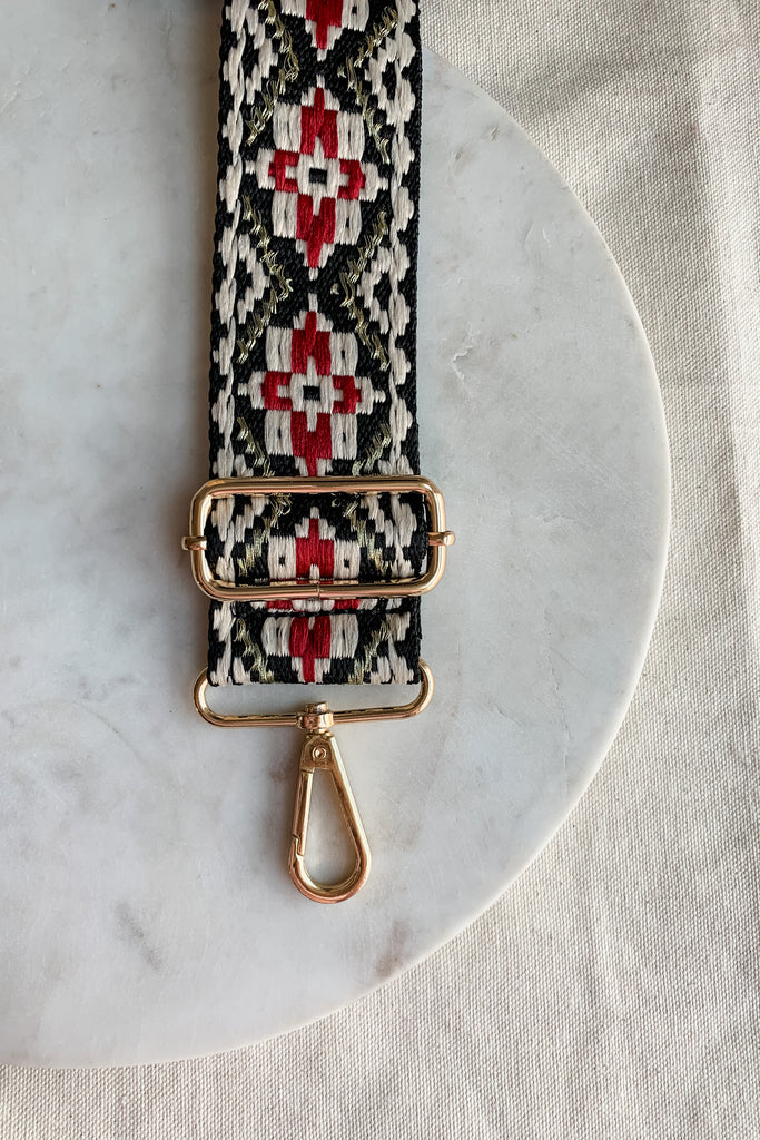  Make your favorite bag pop with these amazing Fabric Guitar Straps! They are so pretty and a very trendy. Each one is unique and durable. You can detach it an add it to any bag. At each end, there are gold tone metal clasps. 