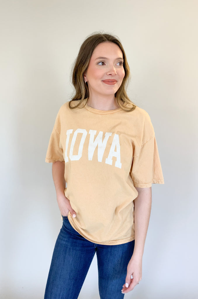 Cute, cozy, and perfect for gamely! The IOWA Mineral Washed Classic Graphic Tee is such a good one. It's lightweight and has that amazing well-loved cotton feel. If you, or someone you know is a Hawkeye fan, this graphic is a go-to!