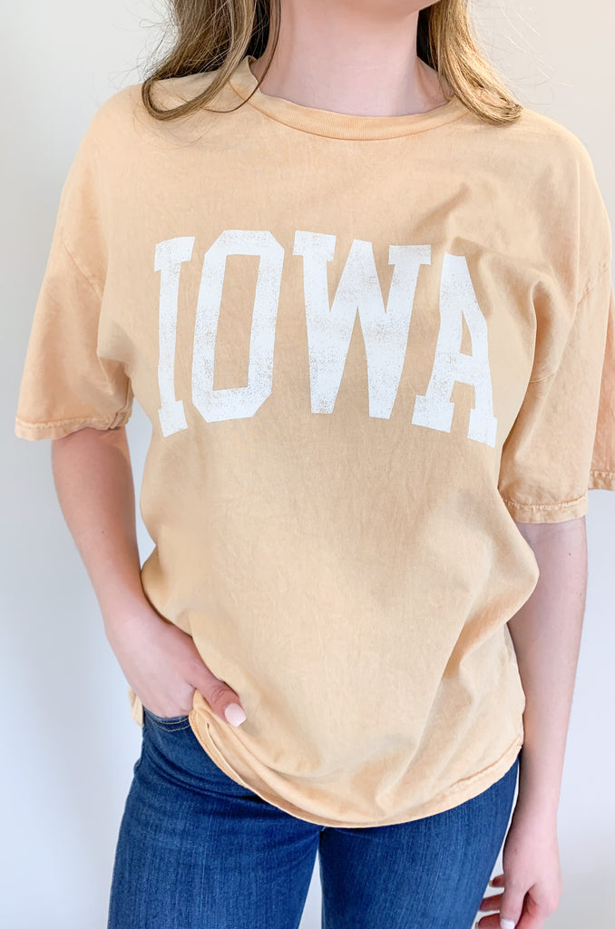 Cute, cozy, and perfect for gamely! The IOWA Mineral Washed Classic Graphic Tee is such a good one. It's lightweight and has that amazing well-loved cotton feel. If you, or someone you know is a Hawkeye fan, this graphic is a go-to!