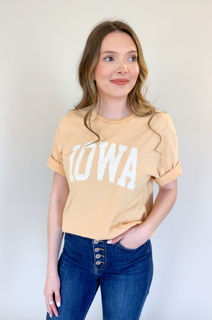 Cute, cozy, and perfect for gamely! The IOWA Mineral Washed Classic Graphic Tee is such a good one. It's lightweight and has that amazing well-loved cotton feel. If you, or someone you know is a Hawkeye fan, this graphic is a go-to!