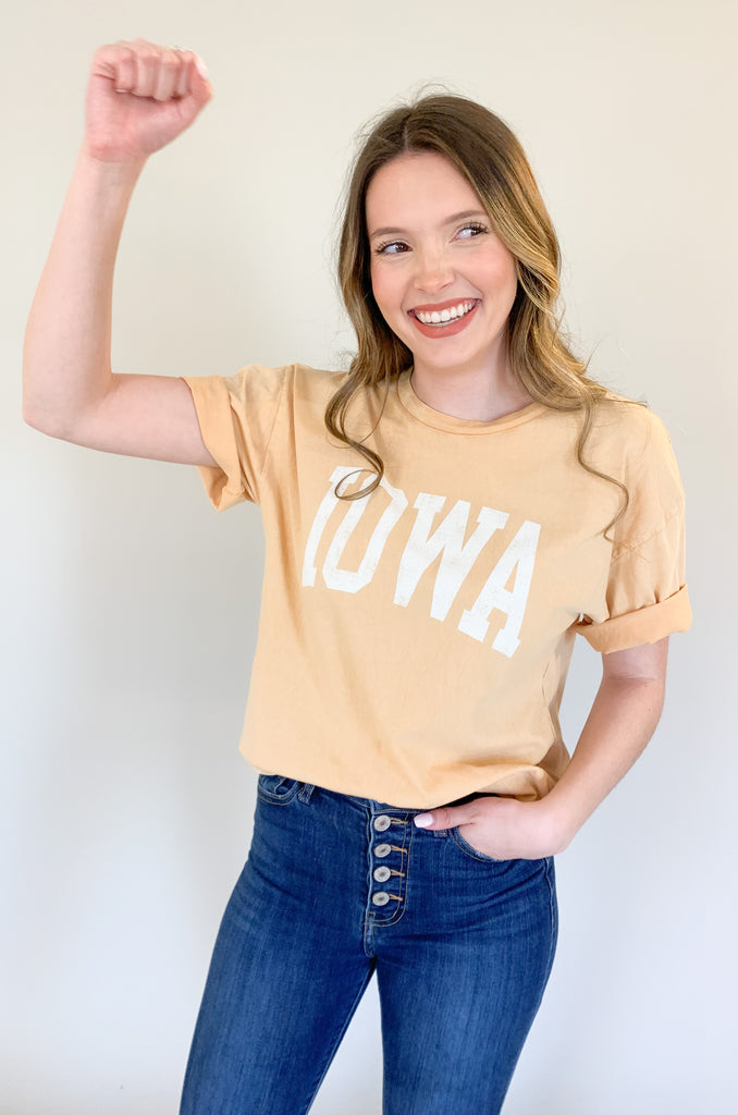 Cute, cozy, and perfect for gamely! The IOWA Mineral Washed Classic Graphic Tee is such a good one. It's lightweight and has that amazing well-loved cotton feel. If you, or someone you know is a Hawkeye fan, this graphic is a go-to!