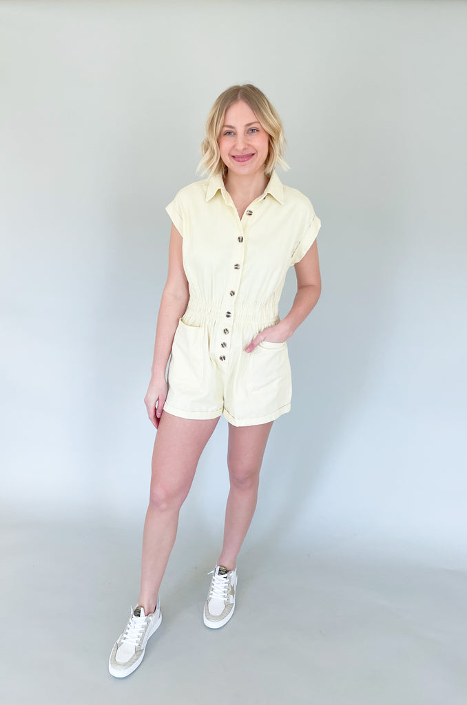 The Say Hello Short Sleeve Twill Romper is a stunner! If you are looking for a cute and casual piece that you can rock all season, don't skip this one. It's elevated and comfortable, and totally on trend. With the collared details, button up front, and gorgeous colors, you'll be ready for your next outing with confidence!