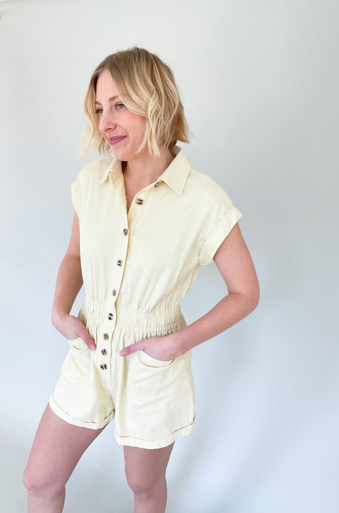 The Say Hello Short Sleeve Twill Romper is a stunner! If you are looking for a cute and casual piece that you can rock all season, don't skip this one. It's elevated and comfortable, and totally on trend. With the collared details, button up front, and gorgeous colors, you'll be ready for your next outing with confidence!