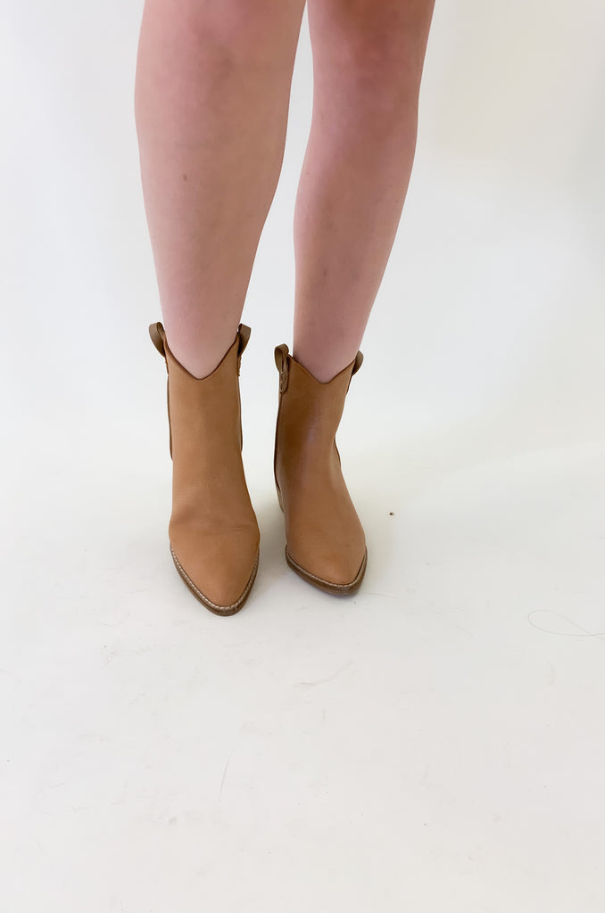 The Tina Camel Pointed Toe Faux Leather Booties are so fun. They are so chic and play well into the western trend we are seeing! These will effortlessly enhance your outfit and be a go-to for fall! Creamy nude colored boots 
