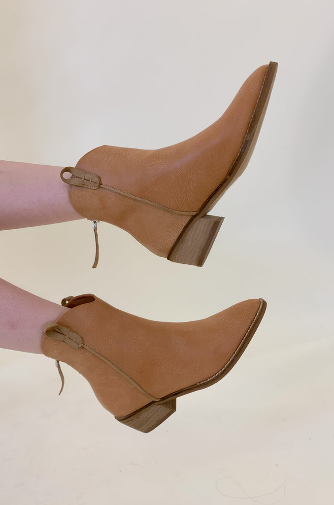 The Tina Camel Pointed Toe Faux Leather Booties are so fun. They are so chic and play well into the western trend we are seeing! These will effortlessly enhance your outfit and be a go-to for fall! Creamy nude colored boots 