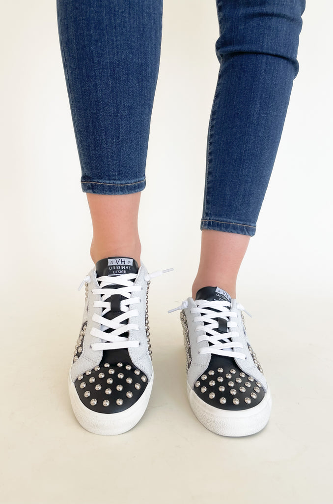 The Vintage Havana Angie Black Studded Sneaker is so unique! If you are someone who loves a standout piece, this is the style for you. It is all black leather with hints of speckled suede and metallic studs. The style is trendy and fun, but also very comfortable for on-the-go! It's by far a new favorite!