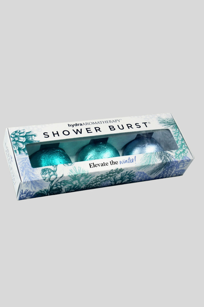 The Shower Burst Trio comes in two different sets: the Holiday trio and the Winter trio. Both sets come with three popular aromatherapy shower burst made with essential oil blends. They also include a reusable sachet