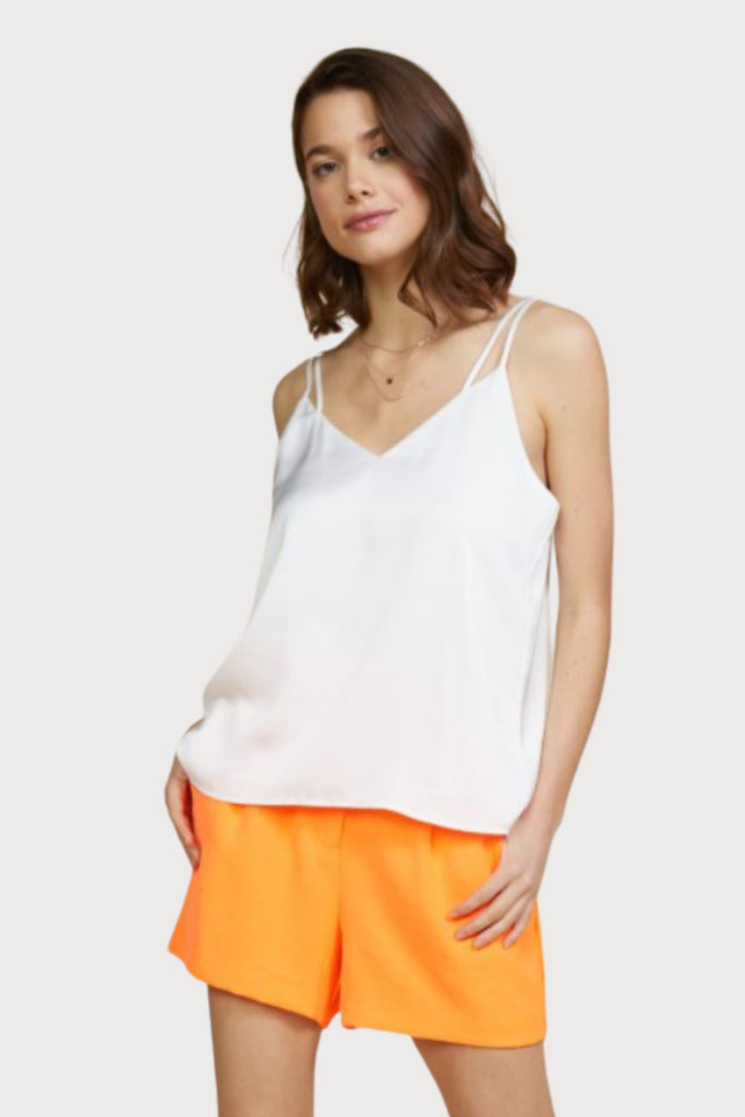 The Double Strap Recycled Cami is an amazing layering piece, but also looks just as gorgeous on its own. It's one of those styles you will use again and again, and all year too! The colors are versatile and so pretty. Not only does this style look chic, it feels luxe to. The satin-like feel is very elevated. 