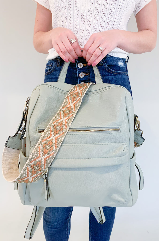 The Amelia Guitar Strap Back Pack is perfect for on-the-go! With multiple interior and exterior pockets, this bag is large enough to fit all the essentials, and more. The faux leather feels really soft and is great quality. The inside is quilted too. Each bag has the traditional faux leather adjustable straps, but also comes with an exclusive guitar strap.